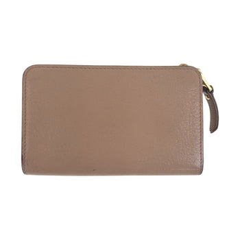 Miu Miu Miu Ribbon Pink Gold Hardware Leather Folding Wallet Compact