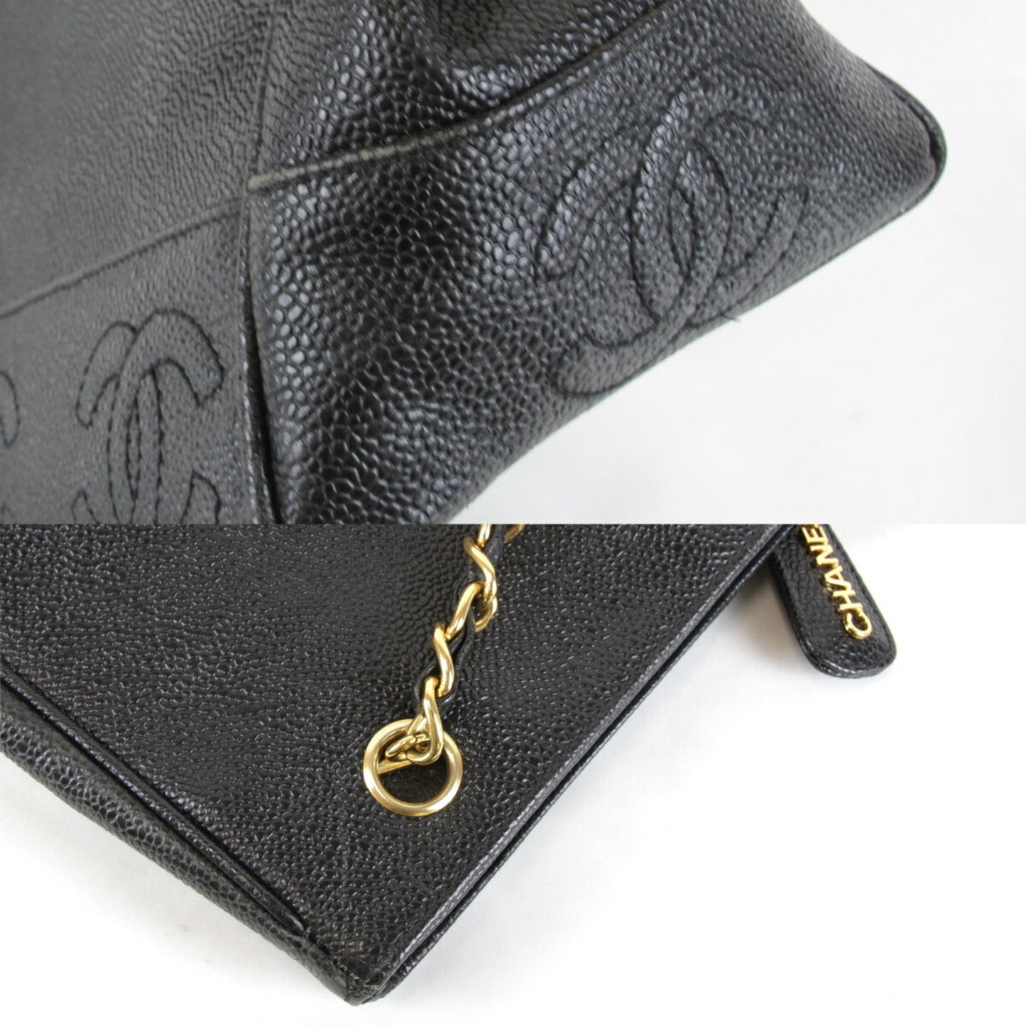 Chanel Triple Coco Shoulder Bag Leather Black