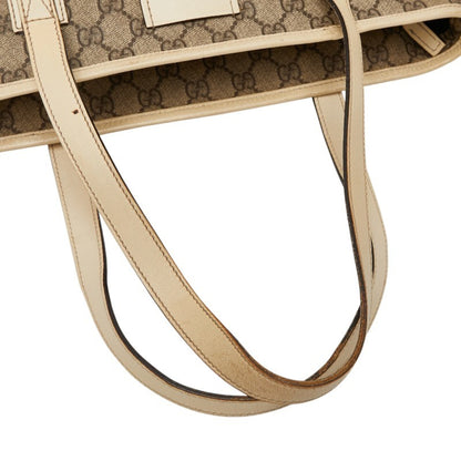 Gucci Gg Supreme Handbag Tote Bag 211138 Beige Ivory Leather