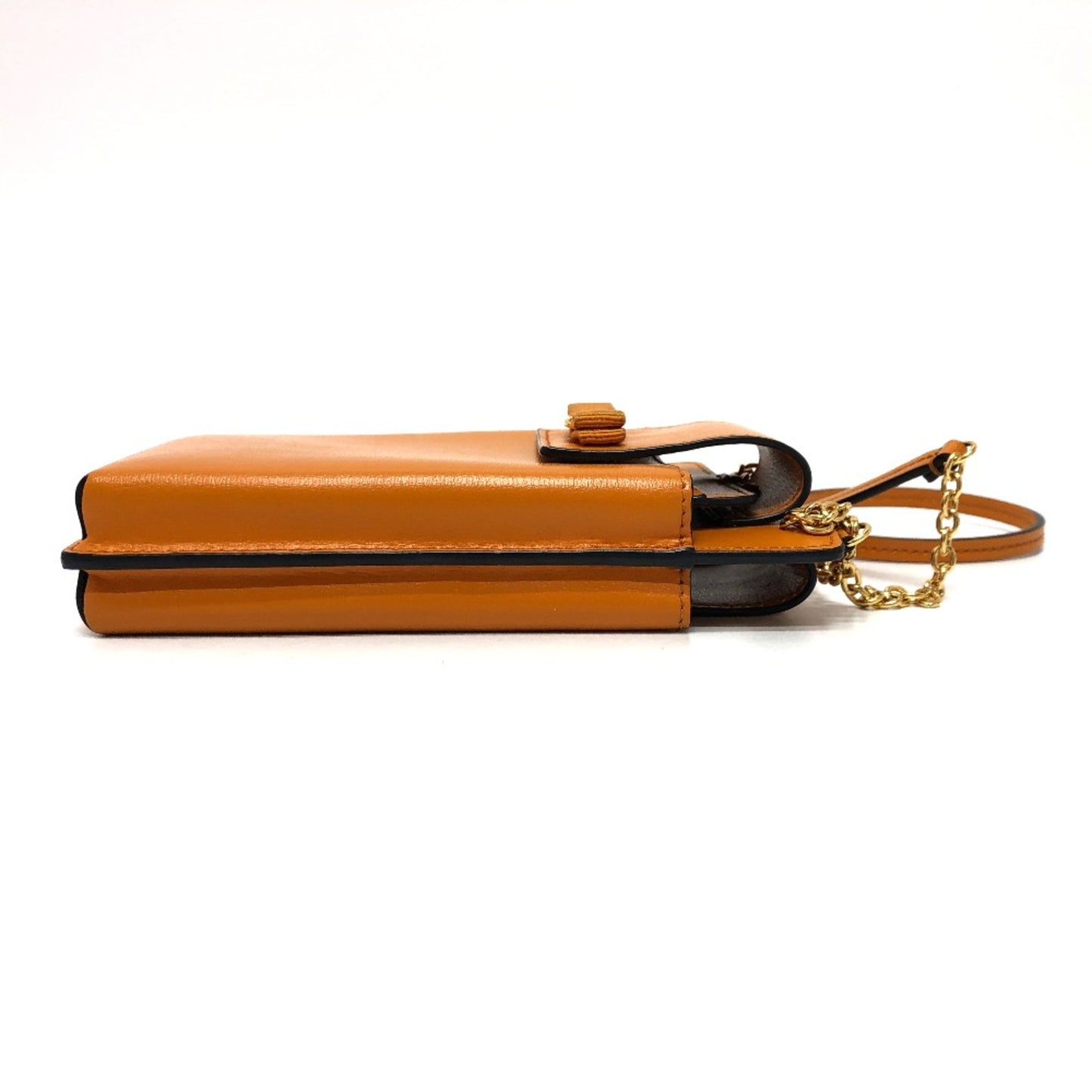 Salvatore Ferragamo Mobile Case Shoulder Bag Orange Brown Orange Goldhardware