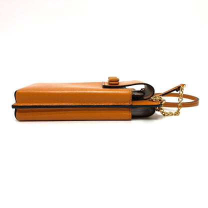 Salvatore Ferragamo Mobile Case Shoulder Bag Orange Brown Orange Goldhardware