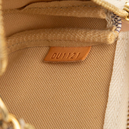 Louis Vuitton Damier Azur Mini Pochette Accessory Pouch Handbag N58010 White Leather