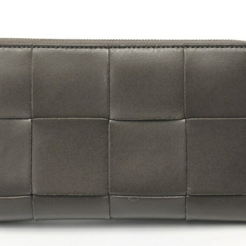 Bottega Veneta Cassette Zip Around Wallet 814649 Calf Leather Gray S-159381
