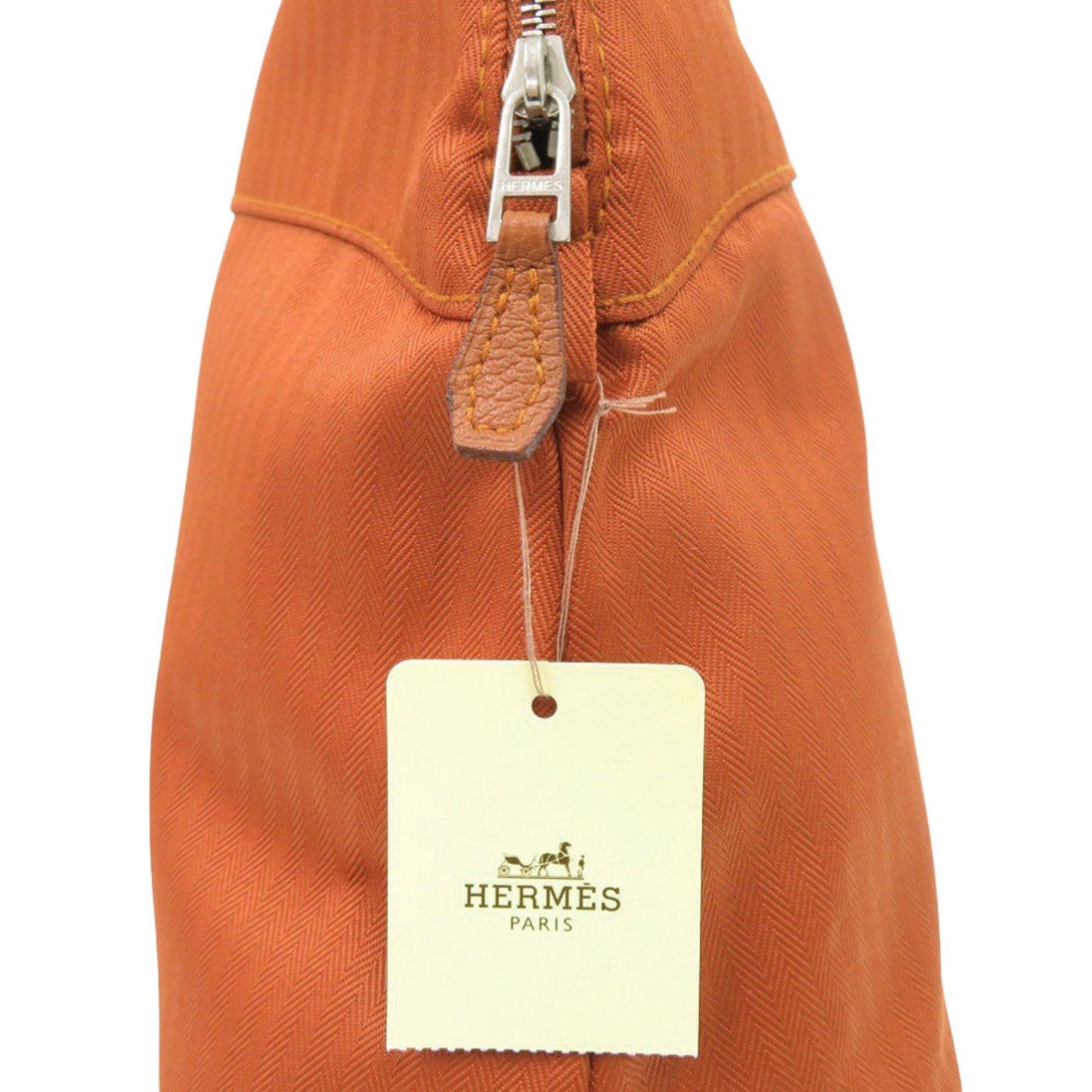 Unused Herms Bolide Pouch 31 Orange Cotton 0267 Hermes