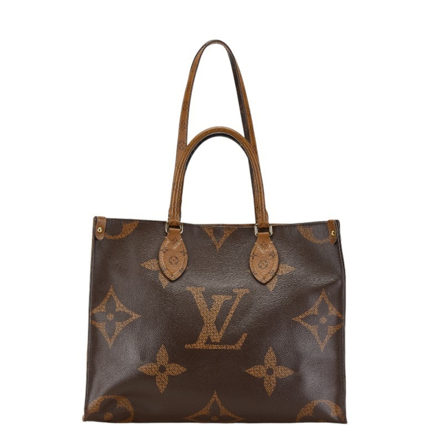 Louis Vuitton Monogram Giant Reverse On The Go Mm Handbag Shoulder Bag M45321 Brown Pvc Leather