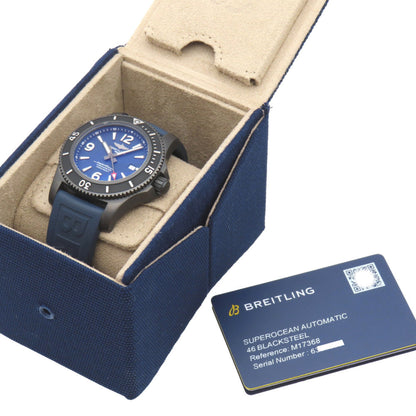 Breitling Superocean Automatic 46 Black Steel M17368 Watch Stainless Steel/Rubber Blue Navy Dial