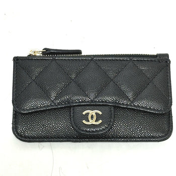 Chanel Ap2570 Coco Mark Matelasse Classic Zip Business Card Holder/Card Case Wallet/Coin Caviar Skin