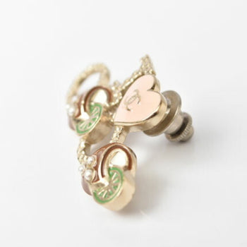Chanel Brooch Pin Badge I Love Coco Heart Motif Gold Brown