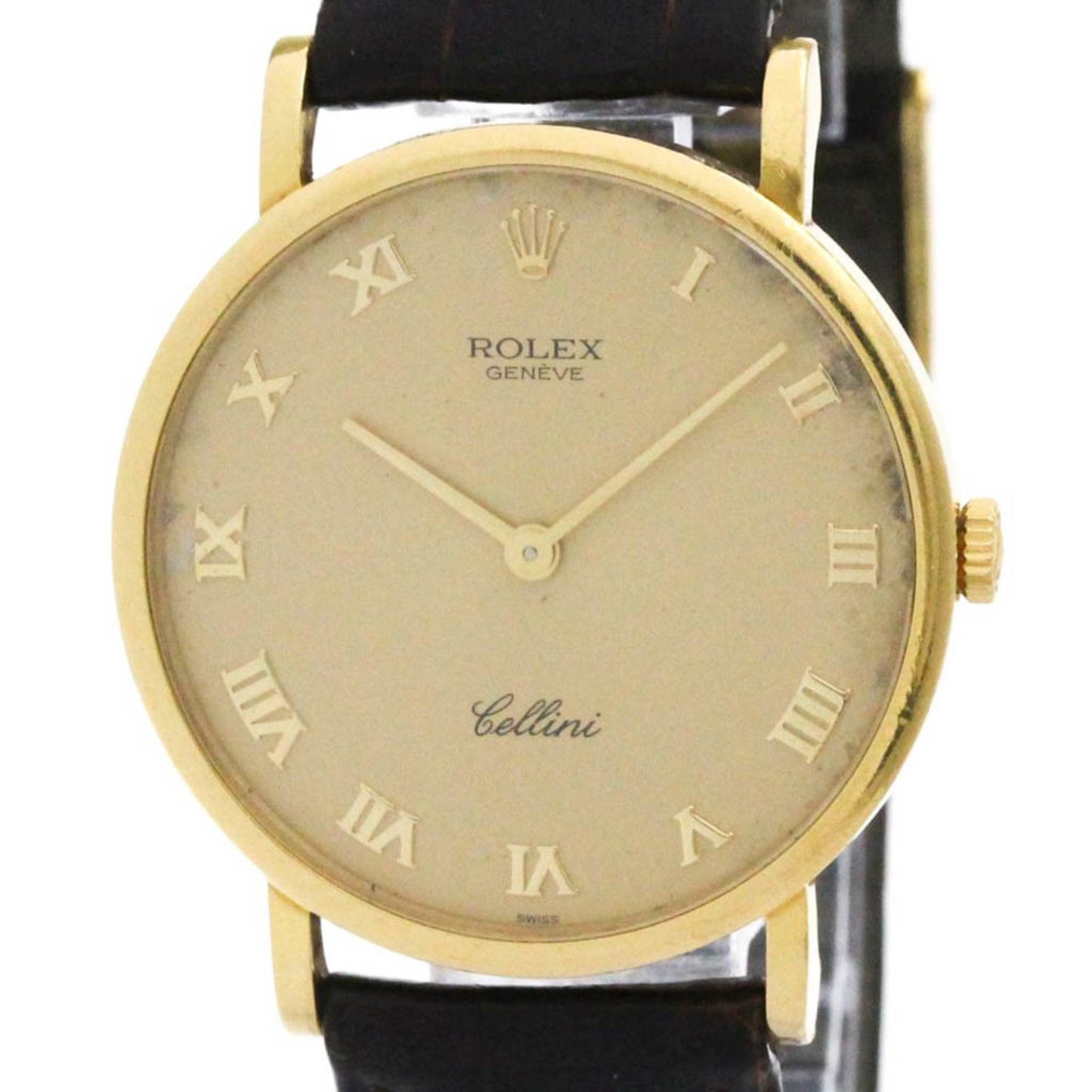 Rolex Cellini 18K Gold Leather Hand-Winding