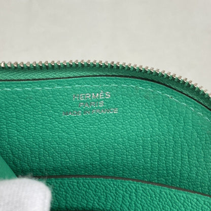 Hermes Herms Paddock Chevre Mysore Mint Blue Plume Wallet/Coin Case