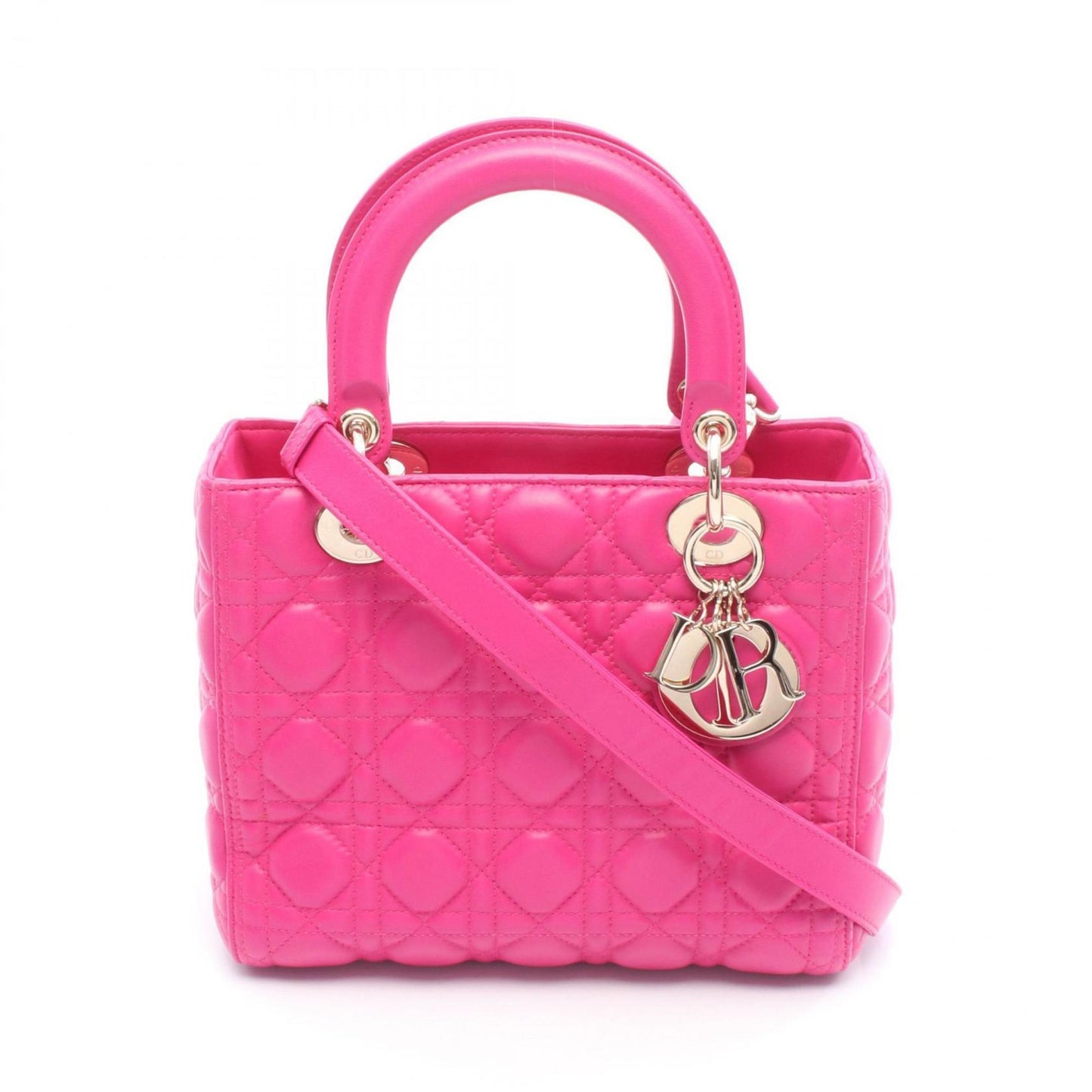 Christian Dior Dior Lady Cannage Handbag In Lambskin Leather