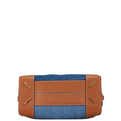 Loewe Amazona 28 Handbag Shoulder Bag Blue Brown Denim Leather