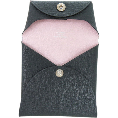 Like New Herms Bastia Verso Chevre Blue Ocean W Stamp (Made In 2024) Coin Case Wallet 1387 Hermes