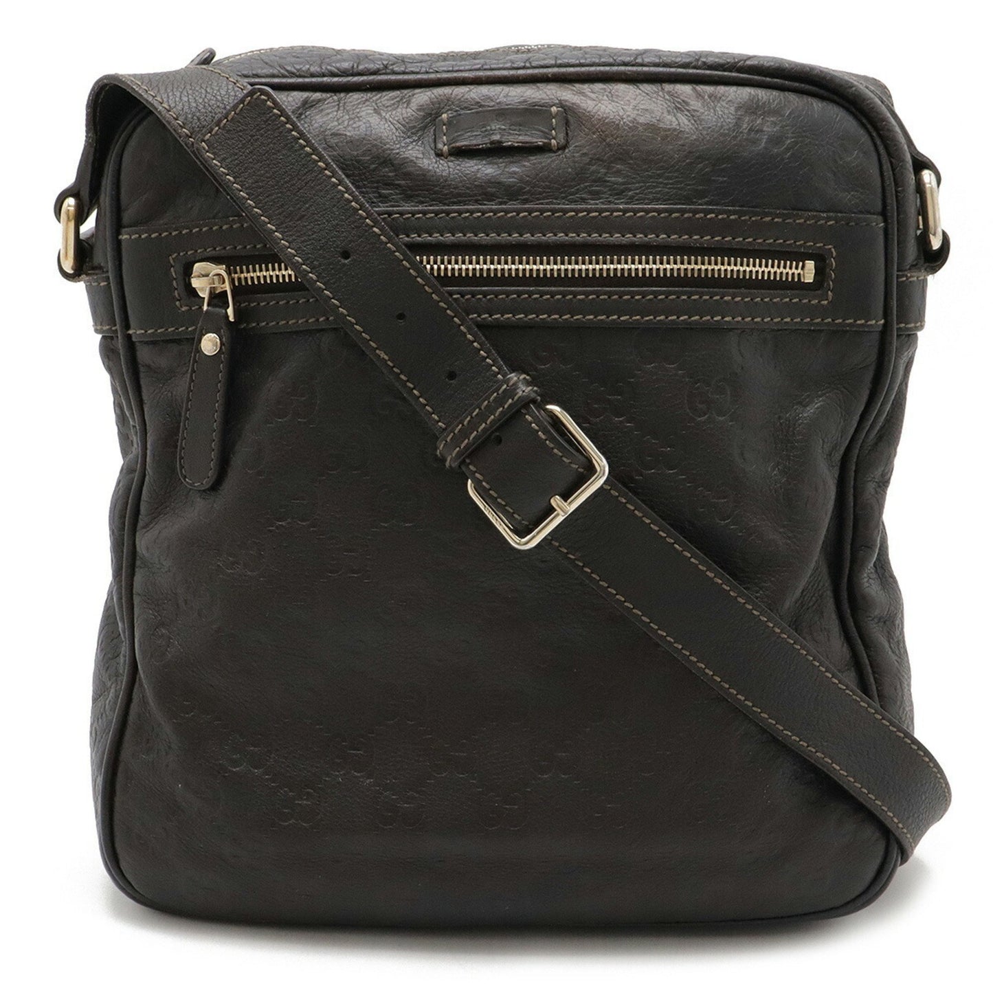 Gucci Guccissima Shoulder Bag Leather Dark Brown 201448