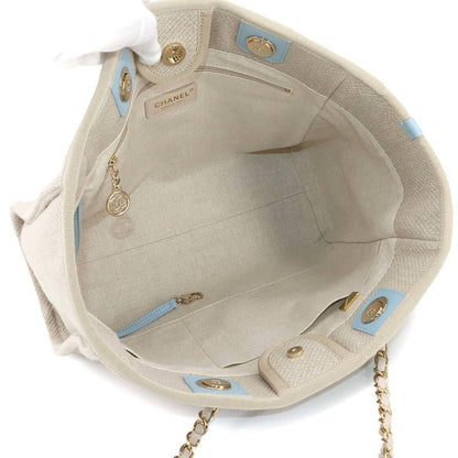 Chanel Deauville Mm Chain Tote Bag
