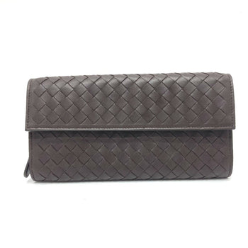 Bottega Veneta 150509 Intrecciato Flap Long Wallet In Brown Leather