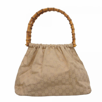 Gucci Gg Canvas Bamboo Shoulder Bag 92708 Light Brown
