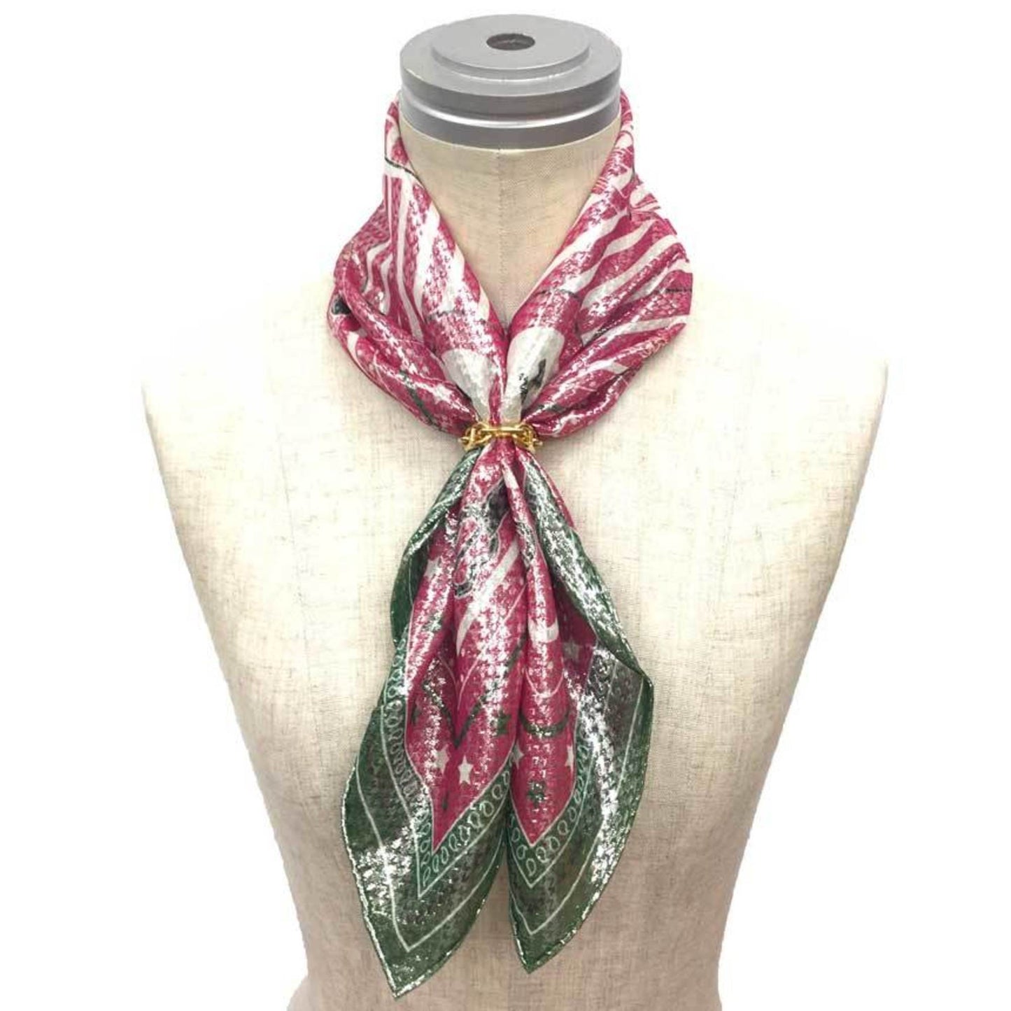 Hermes Hermes Scarf Muffler Bandana Carre 55 Disco Coaching Metallic Fiber Fuchsia X Veil (Pink