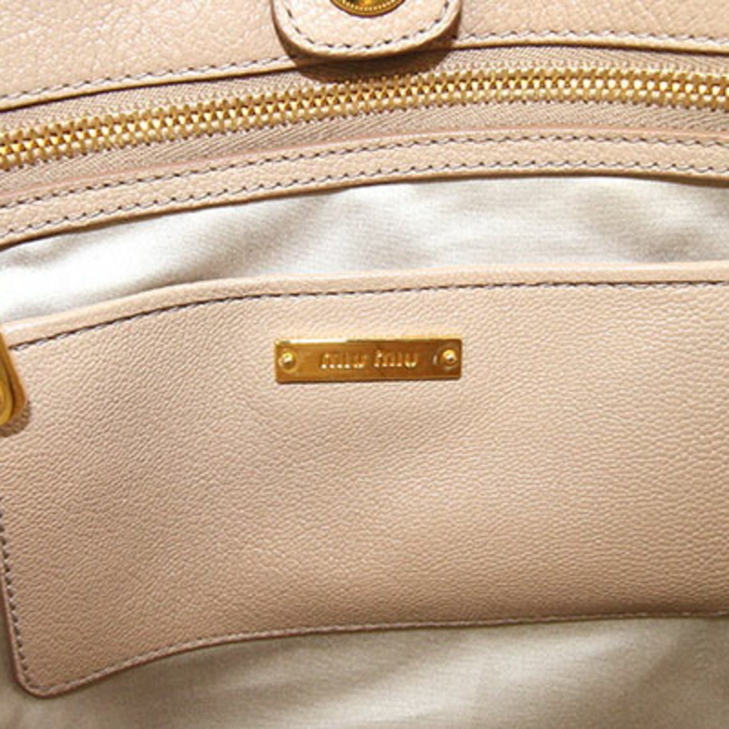 Miu Miu Miu Madras Handbag Rn0886 Dark Beige Leather Shoulder Bag