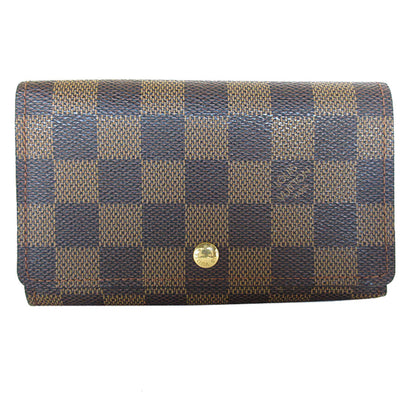 Louis Vuitton Louis Vuitton Bi-Fold Wallet Damier Portefeuille Tresor Canvas Brown Gold