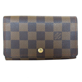 Louis Vuitton Louis Vuitton Bi-Fold Wallet Damier Portefeuille Tresor Canvas Brown Gold