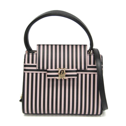 Salvatore Ferragamo Vara Striped 2-Way Bag Fz-21 1262 Women'S Leather Handbag