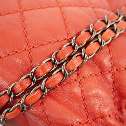 Chanel Shoulder Bag Wild Stitch W Chain Leather Red