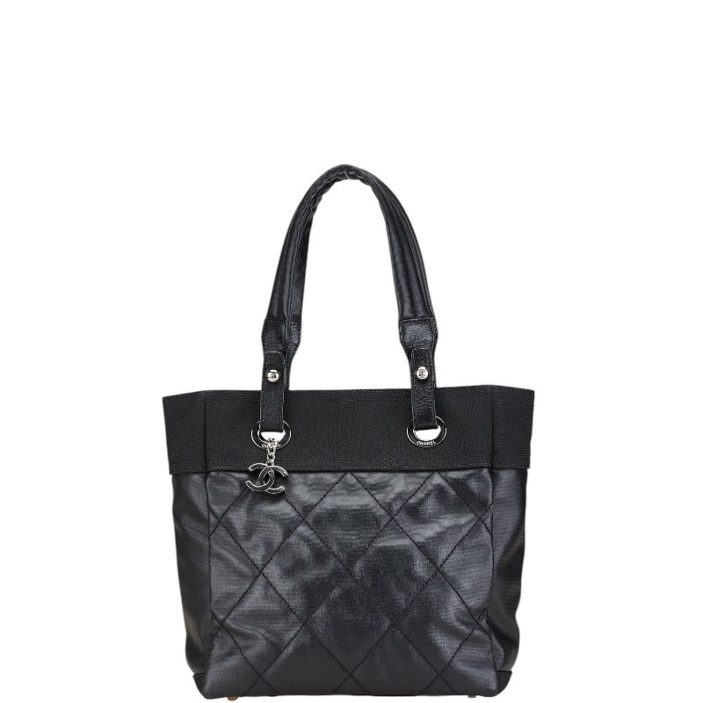 Chanel Paris Biarritz Tote Pm Bag A34208 Black Canvas