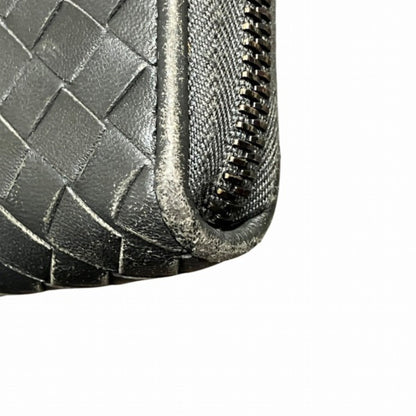 Bottega Veneta Intrecciato Round Black Long Wallet