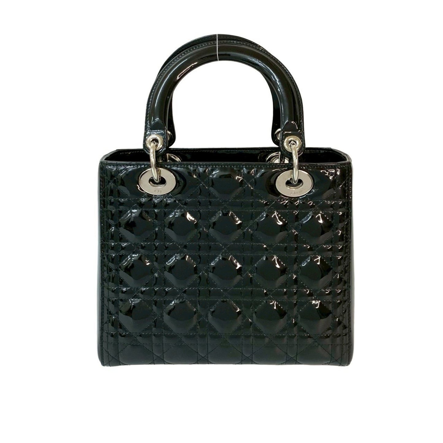 Christian Dior Lady Cannage Patent Leather 2-Way Handbag/Shoulder Bag 948-8