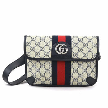 Gucci Waist Bag Belt Gg Marmont Supreme Canvas Navy Silver