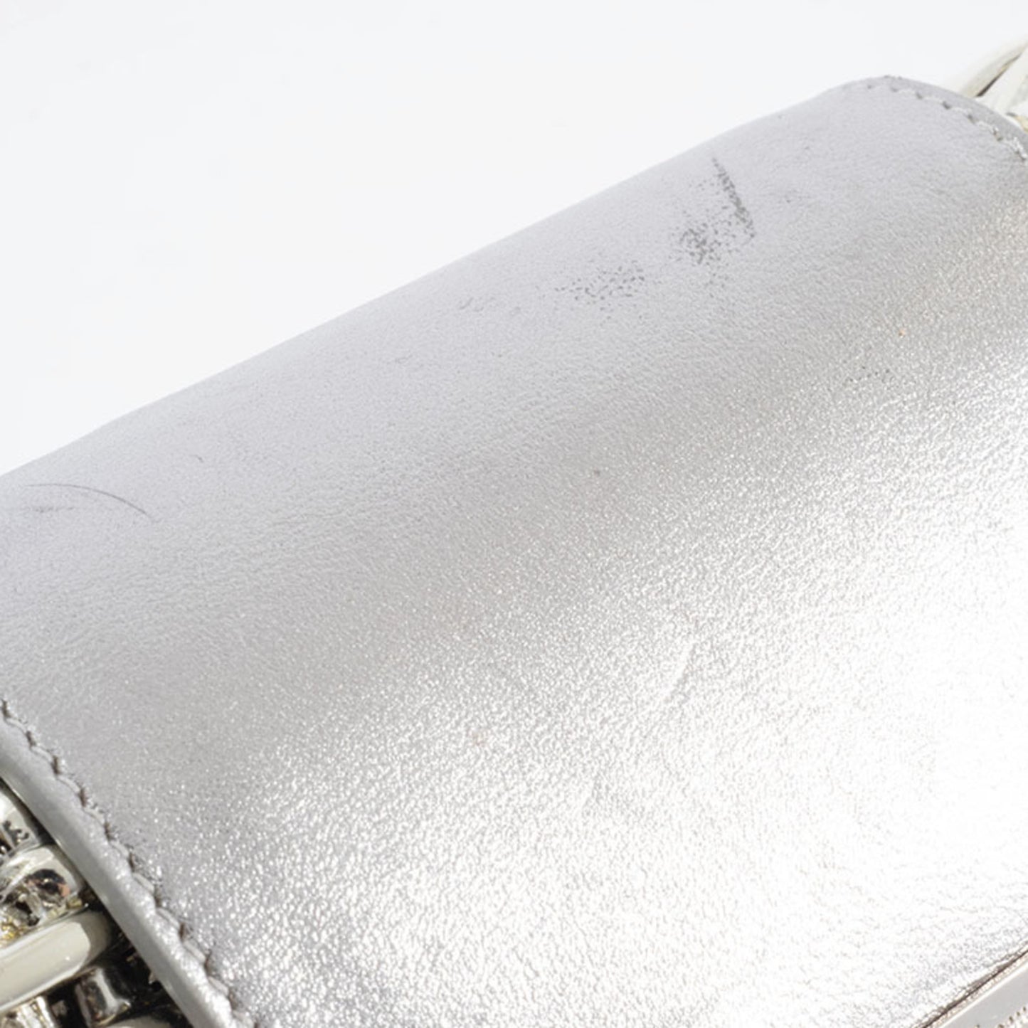 Salvatore Ferragamo Gancini Handbag In Silver Rattan