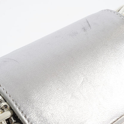 Salvatore Ferragamo Gancini Handbag In Silver Rattan