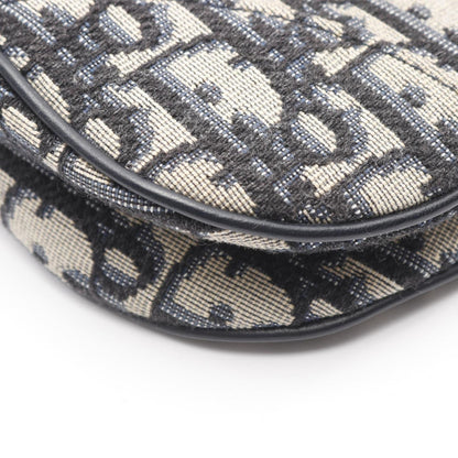Christian Dior Dior Saddle Bag Mini Oblique Jacquard Handbag Canvas Leather