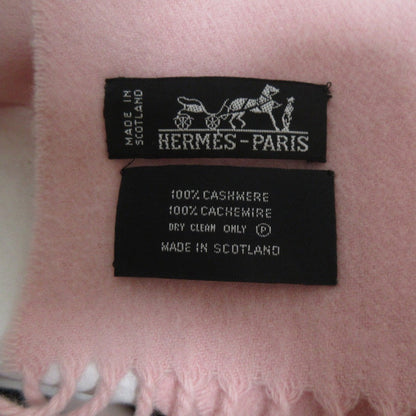 Hermes 100% Cashmere Logo Embroidered Fringe Large Scarf