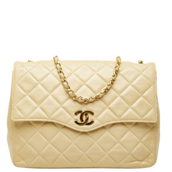 Chanel Matelasse Chain Shoulder Bag In Beige Lambskin