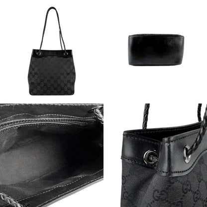 Gucci Shoulder Bag Gg Canvas Leather Black
