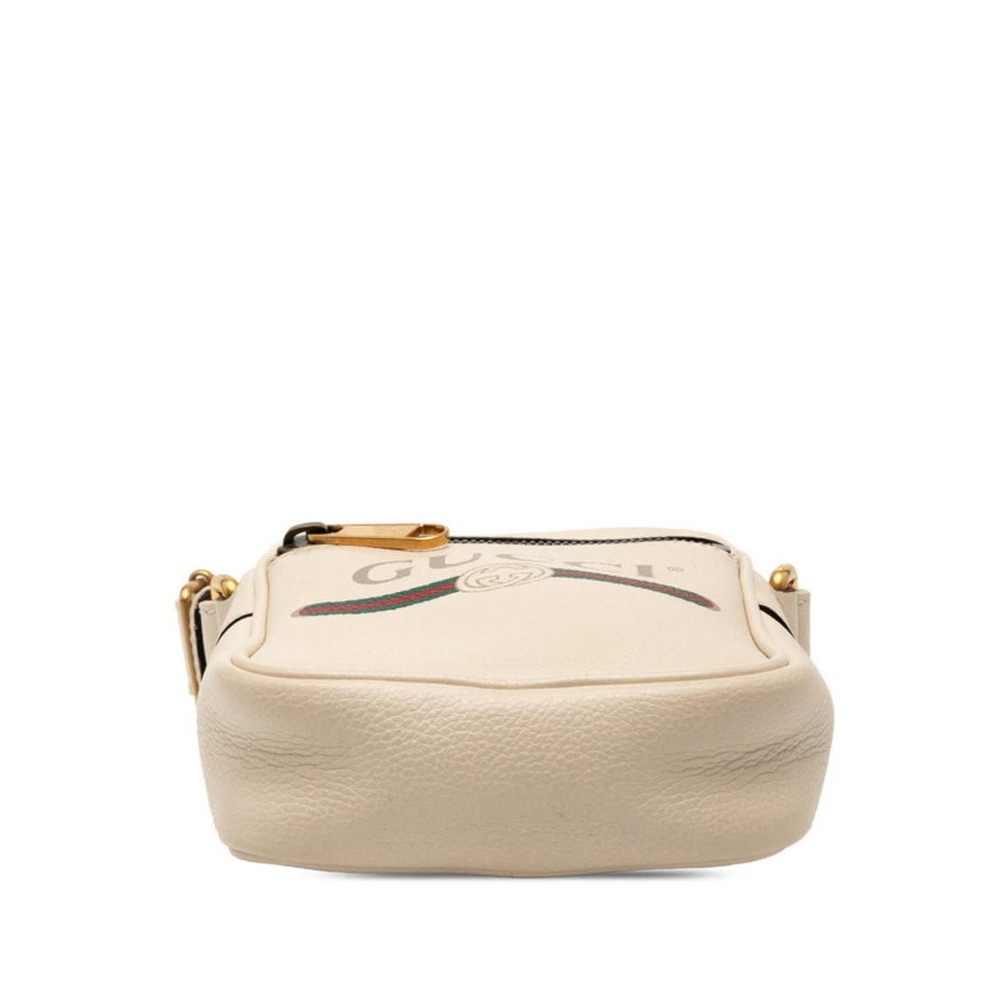 Gucci Logo Print Shoulder Bag 574803 Ivory Leather