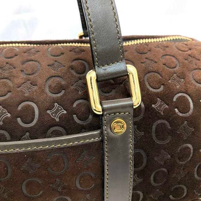 Celine Handbag F-21889 Brown C Macadam Boston Bag Suede Leather Ce00/12 Celine