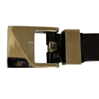 Gucci Silver Buckle Leather Belt