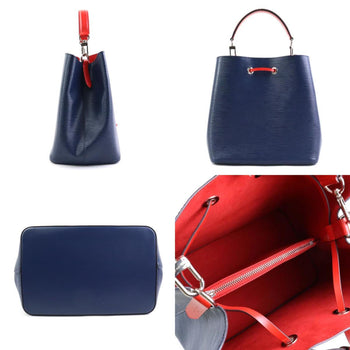 Louis Vuitton Handbag Shoulder Bag Epi Neonoe Leather Navy Red Silver
