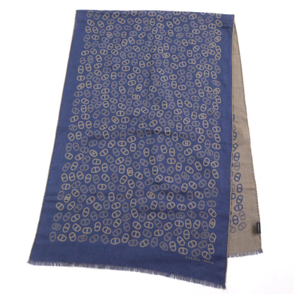Hermes Men'S Cashmere And Silk Chaine D'Ancre All-Over Print Two-Tone Stole/Scarf In Blue Light