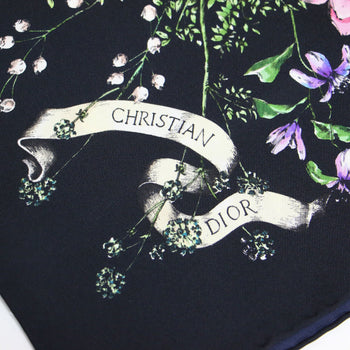 Christian Dior 22 D-Constellation Print Silk Scarf/Muffler In Black