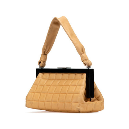 Chanel Chocobar Coco Mark Clasp Purse Handbag In Beige