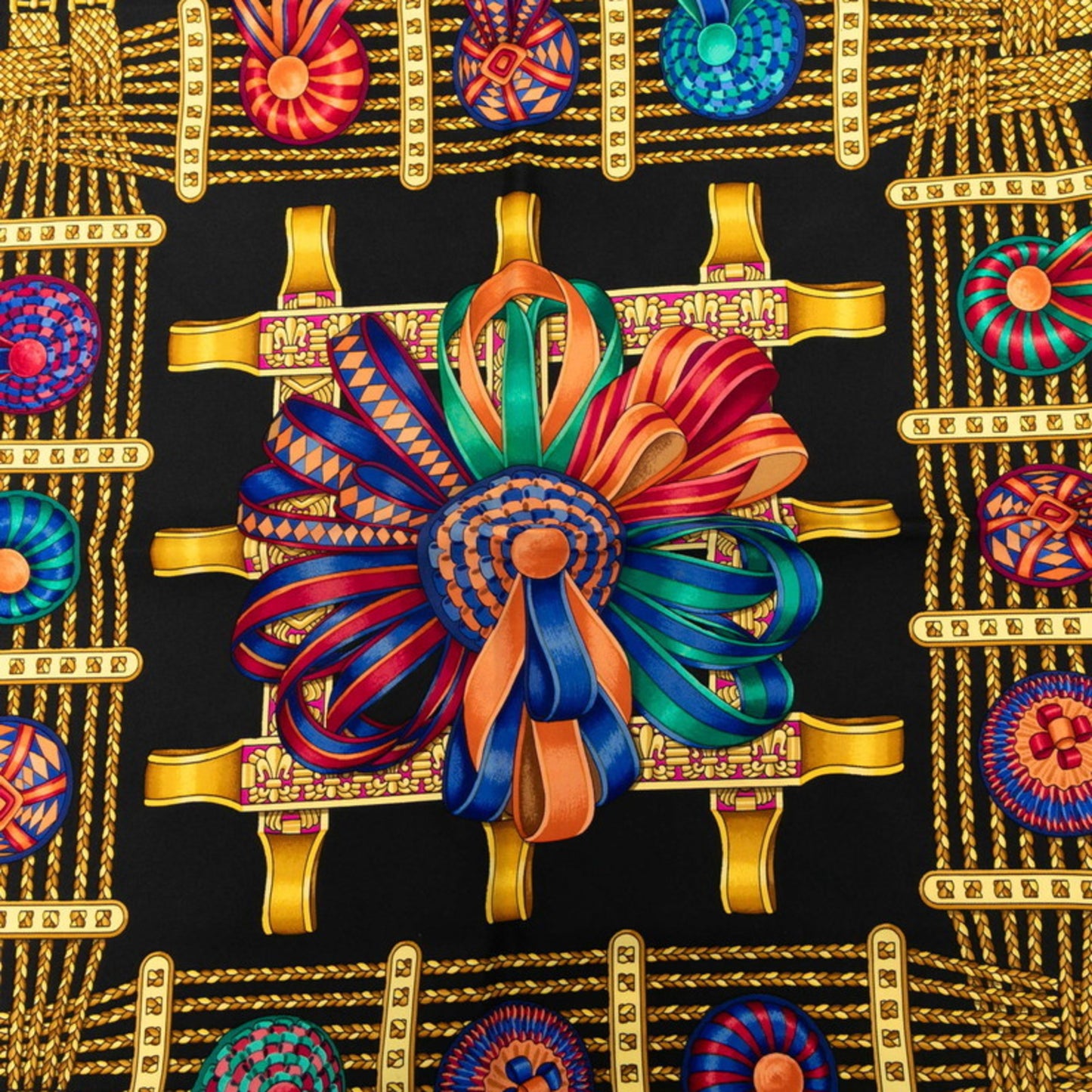 Hermes Herms Carr 90 "Les Rubans Du Cheval" Horse Ribbon Scarf