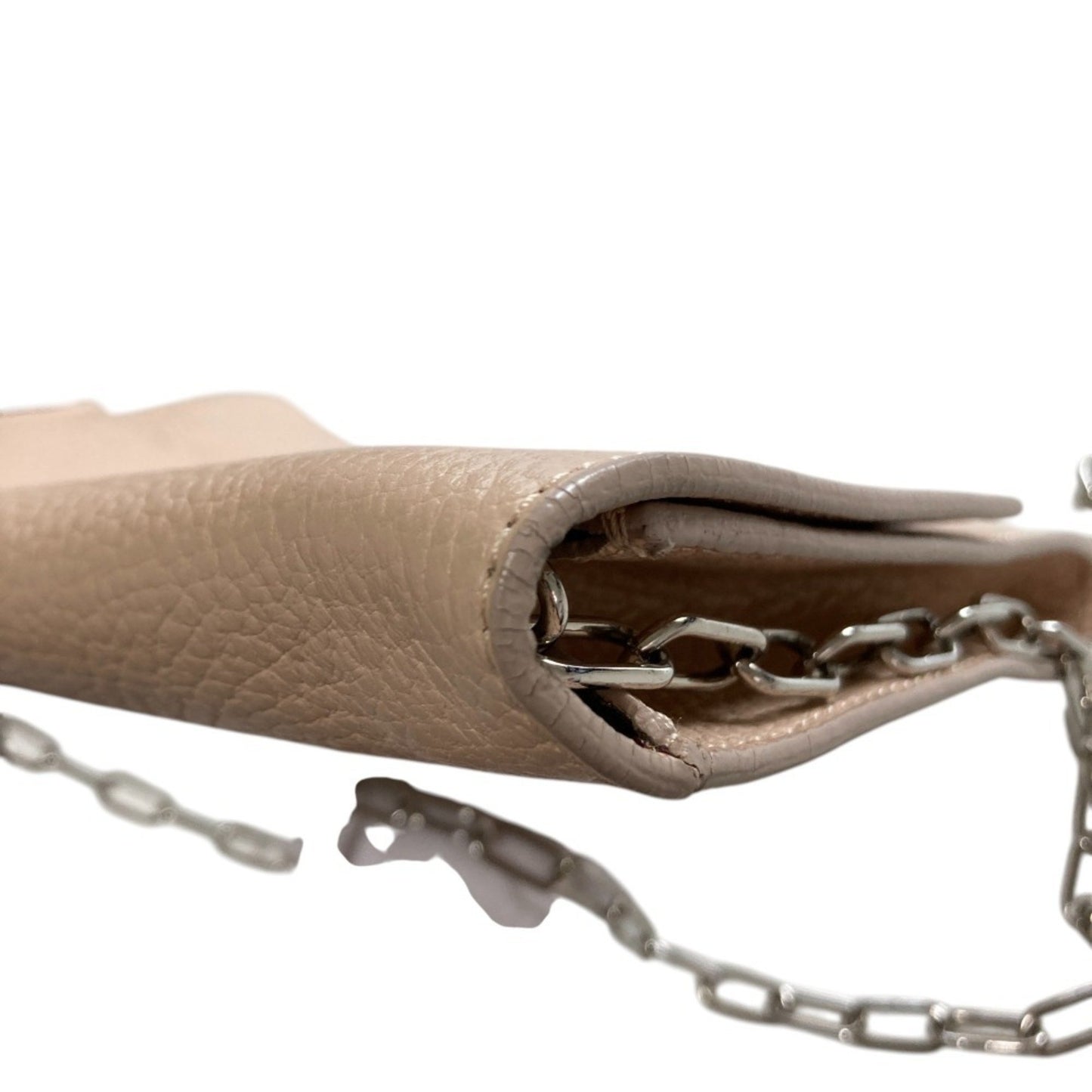 Maison Margiela Mm6 Grained Leather Chain Shoulder Bag In Pink Beige