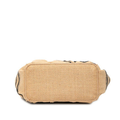 Christian Dior Dior Catherine Small Handbag Tote Bag Beige Multicolor Canvas Jute
