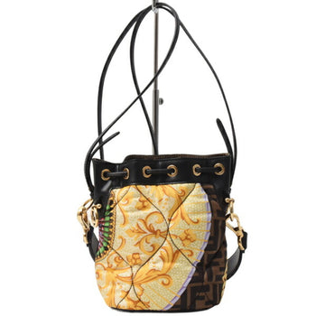 Fendi Montresor Fendace Shoulder Bag In Brown Leather And Canvas For Men Women