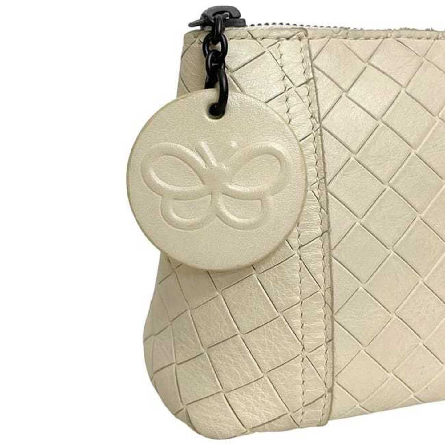 Bottega Veneta Pouch Ec-24437 White Intrecciato Mirage Leather Bottega Veneta Butterfly
