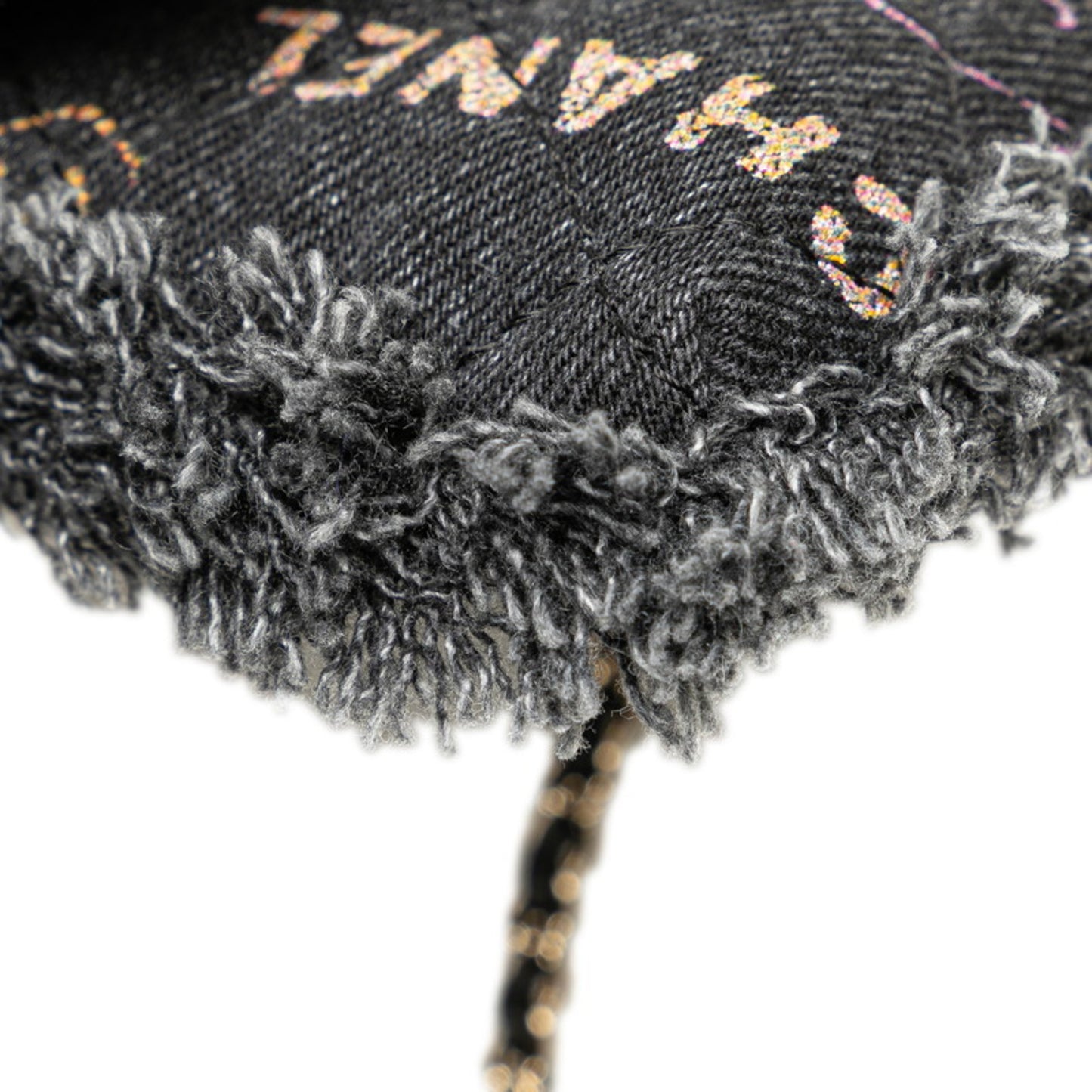 Chanel Matelasse Coco Mark Fringe Crossbody Chain Shoulder Bag Pochette In Black